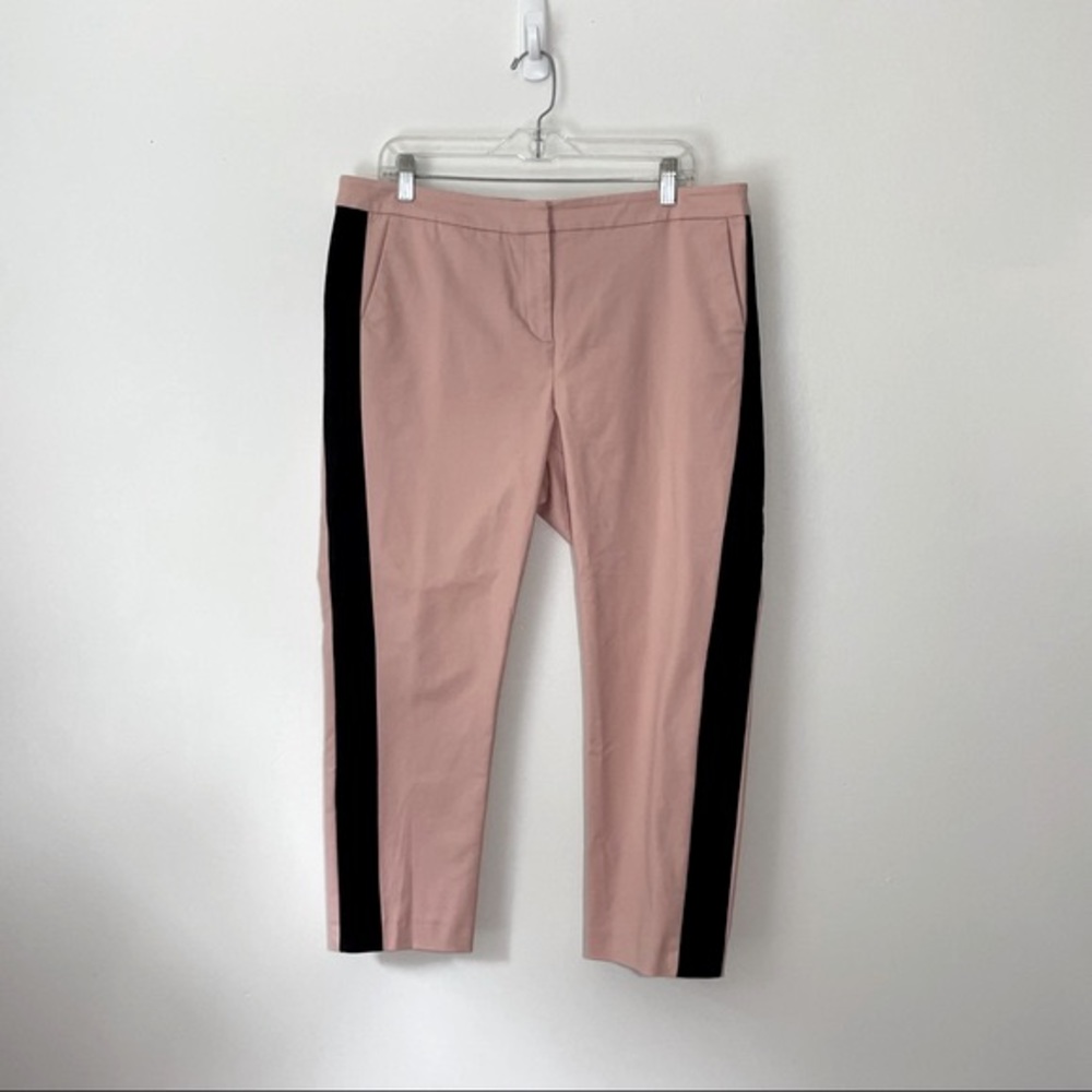 Boden 12R Trouser Pant Pink Tuxedo Stripe Richmond 7/8 Length Stretch Crop Women